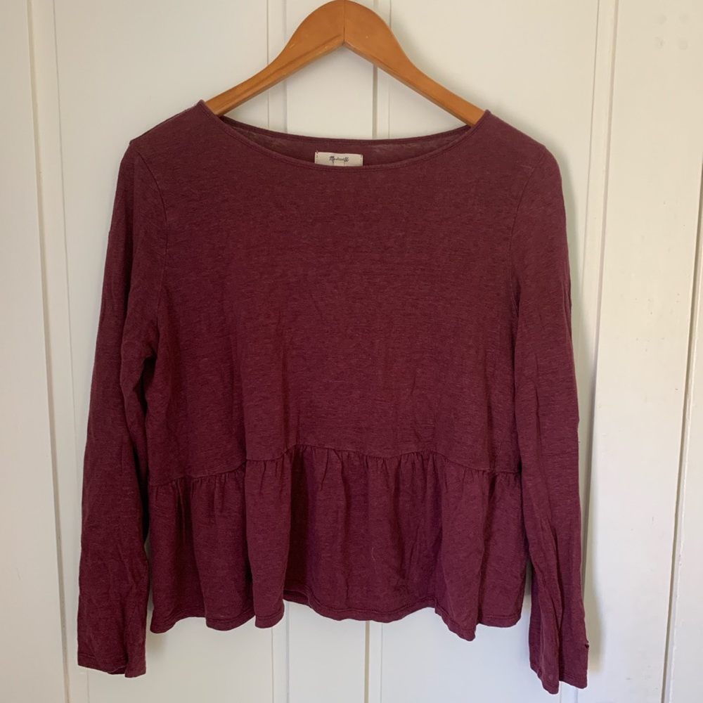 Madewell women’s M crop too peplum long sleeve